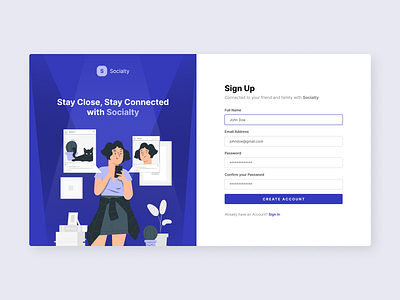 Socialty Sign Up Page - Daily UI #001
