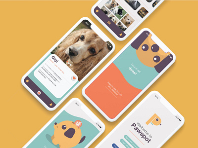 Pawspot: Dog Adoption App app design illustration logo ui ux vector