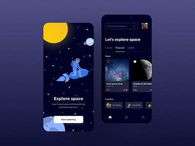 Explore Space UI 2020 app design design flat inspiration interface minimal mobile mobile app mobile design mobile trends mobile ui mobileinspiration mobiletrends mobileui trending uidesign uiinspiration uitrends uiuxdesign