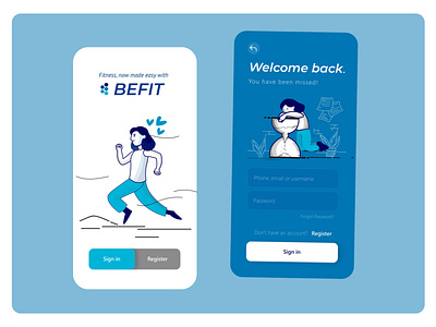 Login Screen app blue dailyui dailyuichallenge day1 design dribbble fitness app illustration interfacedesign login minimal mobile ui monochrome shot ui uidesign uiux userinterface ux