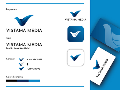 Modern Logo Design for Vistama Media awesome logo dove bird logo gradient logo letter v logo logo agency media logo