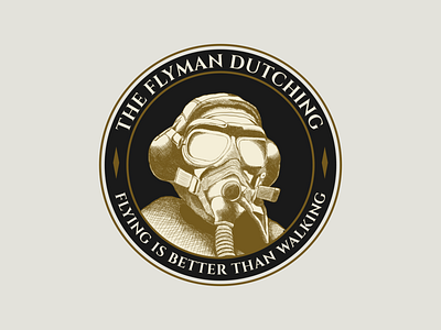 Hand drawn illustration logo of a Pilot for The Flyman Dutching