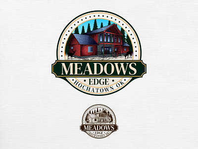 Vintage Emblem Logo for Meadows Edge Cabin adventure logo awesome logo branding cabin logo classic logo deer logo emblem logo food and beverage logo graphic design hand drawn illustration hand drawn logo hunting logo landscape logo logo logo agency t shirt design traditional logo travel and hotel logo vintage emblem logo vintage logo