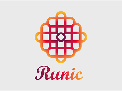Runic brand branding design logo logo design orange purple runic temple typographie ui yellow