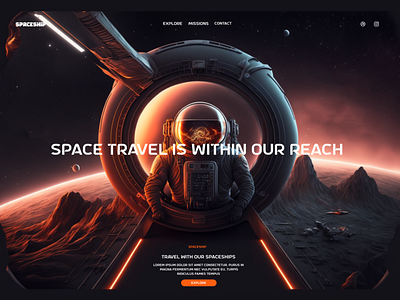 SpaceShip brand branding cta design figma front front end graphic design illustration landing landingpage orange site space ui univer ux vector web website