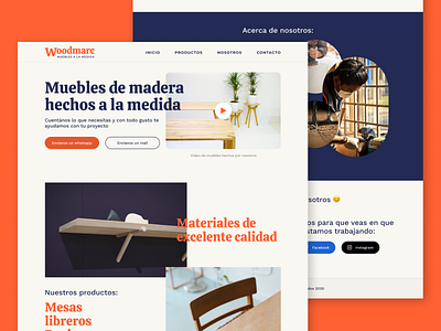 Woodmarc homepage branding clean craftwork furniture homepage mark mexico minimal orange typography ui ui design ux web website wood wooden