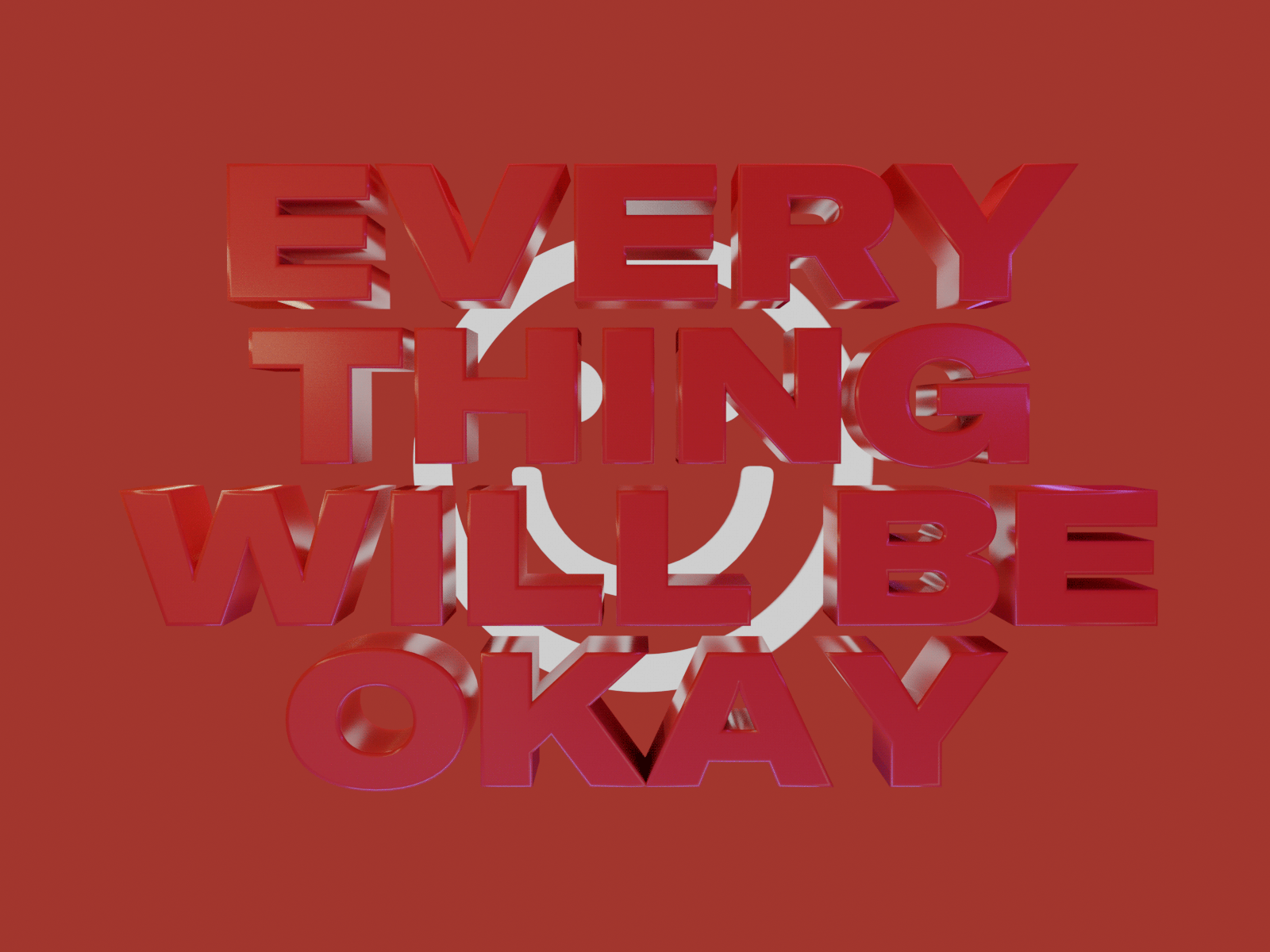 Everything will be okay 3d 3d animation 3d art 3d type blender clean emoji happy icon minimal okay red smile smiley type typeface warm