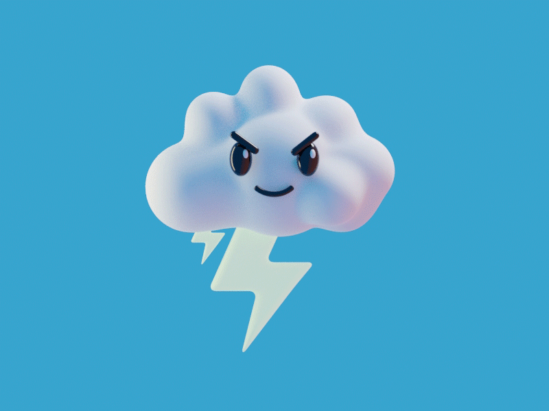 Angry cloud 🌩 3d 3d animation 3d art 3d artist 3d illustration angry blender blink blinking cloud clouds cloudy cute eyes face happy illustration lightning smile smiley