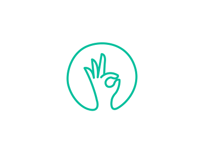 Ok hand logo brand branding clean design hand hands icon illustration logo mark minimal ok okay outline seal turquoise vector zero