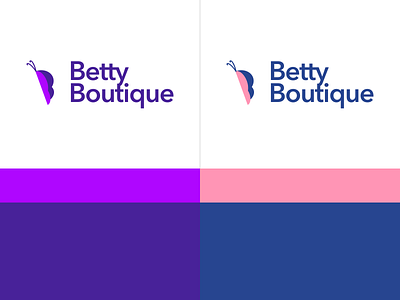 Betty Boutique animal boutique brand brand design brand identity branding butterfly clean color palette cute design feminine logo logo design logotype mark minimal pink purple