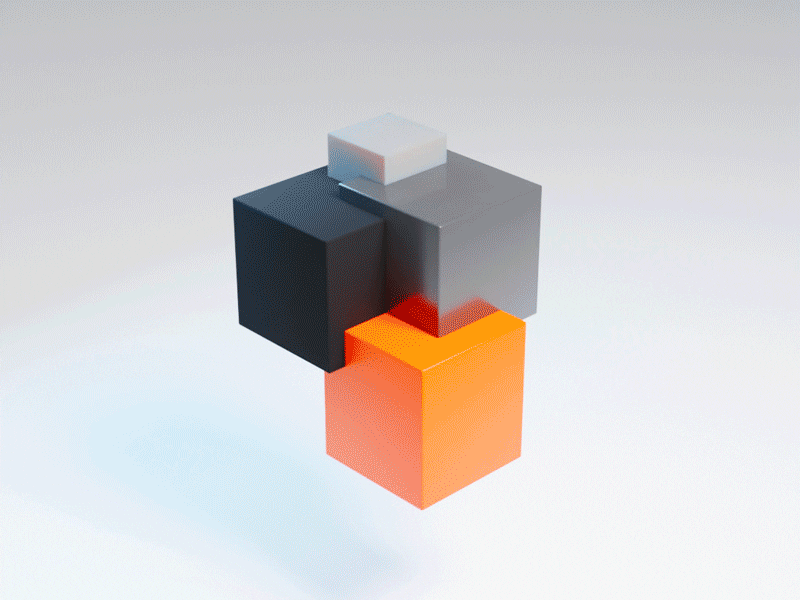 Cubes 🧊 3d 3d art 3danimation animation black blender clean cubes dark design glass gray illustration materials matte minimal nft orange shader spin