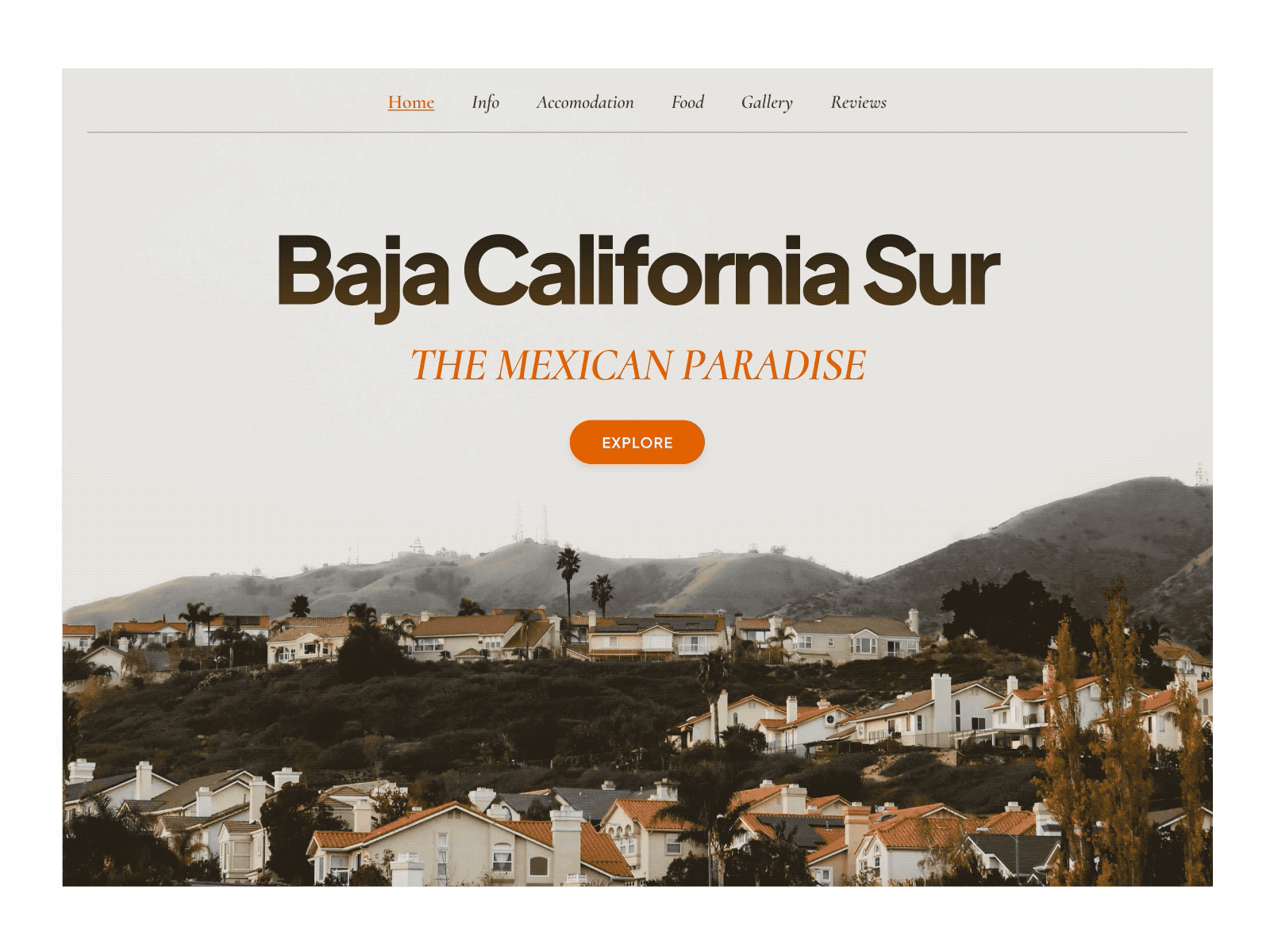 Animated landing page animated baja california city clean design homepage landing page mexico minimal minimalist turism type typography ui ui design ux web website
