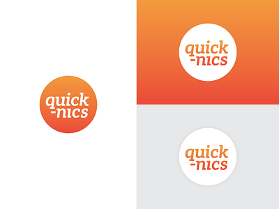 Quicknics logo branding circle clean design icon identity logo logotype mark minimalist orange type