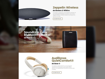 Landing Page 🔊 bose clean design gold homepage landing page minimal simple speaker ui web website