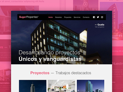 Homepage for 🏙 property and real state company architecture building clean homepage minimal monterrey real state rose ui web website