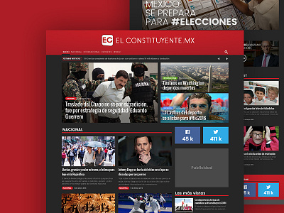 El Constituyente Homepage clean home homepage mexico monterrey news red ui user interface web web design website