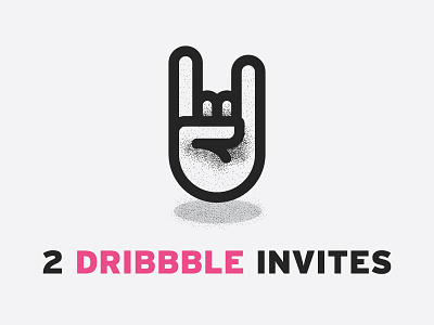 2 Dribbble Invites dots dribbble invites giveaway hand icon invite line icon new player rock rock hand texture vector