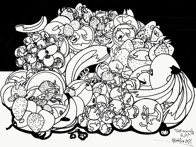 Get Enough Fruit? art blackandwhite cool digital art fruit illustration london multiimage mykadelica uk