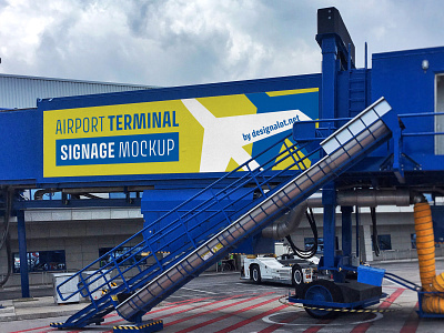 Airport Terminal Outdoor Signage Mockup