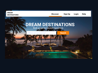 Dream Destinations Landing Page dailyui 003 dailyuichallenge design landingpage vacation