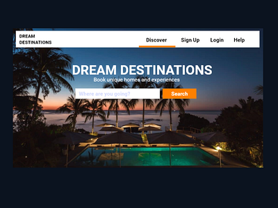 Dream Destinations Landing Page