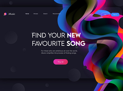 Music Website creative dark mode gradient graphic design illustration ui uiux web design