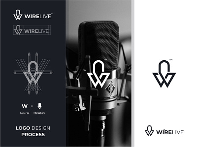 Wirelive awesome logo branding goldenratio grid logo icon illustration logo logoinspiration logotype microphone minimalist modern monogram simple