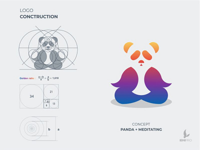 Panda Meditating animal brandidentity branding colorful goldenratio grid logo logo logoinspiration logotype meditating panda vector