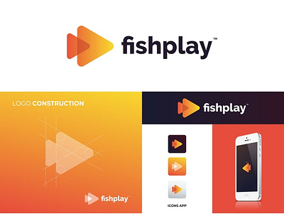 Fishplay animal app awesome logo branding branding and identity fish fish logo grid logo icon logo logoinspiration logotype play vector