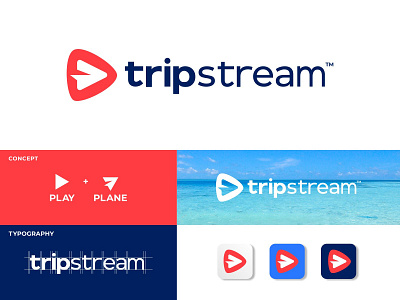 tripstream app awesome logo branding grid logo icon logo logoinspiration logotype plane play streaming technology trip