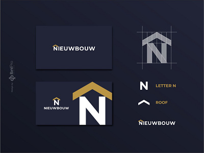 Nieuwbouw Logo Project branding graphic design lettermark logo logo design monogram real estate roof