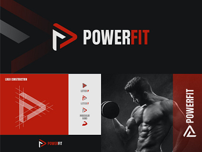 PowerFit brand identity branding fitness gym health icon logo logoinspiration logotype muscular