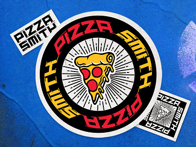 Pizza_Smith branding design flat icon illustration japanese logo pizza snowboard sticker sticker design typography vector