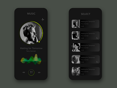 Music App UI - Dark Mode app design flat ui