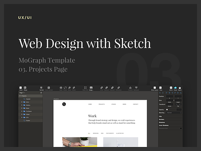 Web Design - MoGraph Template - 03. Projects Page designtut layouttutorial sketch tutorials ui webdesigntut