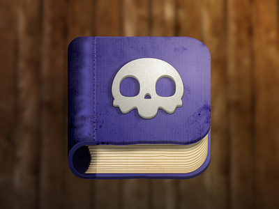 App Icon Ghost Story 👻 android app icon book ghost icon old book paper purple skull story wood