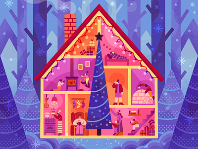 Pros & cons of Christmas at the cottage design graphic design illustration