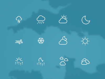 Weather Icons clouds icons map moon rain sea sun thunder weather wind