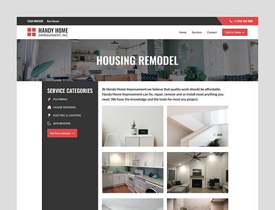Services Page | Construction Company | Handy Home Improvement constructor contract contractor interface red services services page services page design ui user experience user experience ux user interface ux web design webdesign
