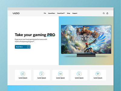 Immortals Fenyx Rising Gaming Page | VIZIO branding design gaming gradient immortals fenyx rising landing page ubisoft ui ux vizio web web design web designer website design