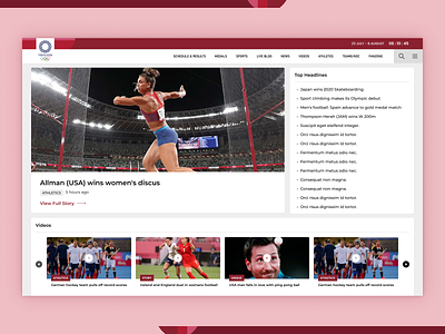 2020 Tokyo Olympics -- Landing Page Redesign blog design hero home page olympics redesign sports tokyo ui web design web designer