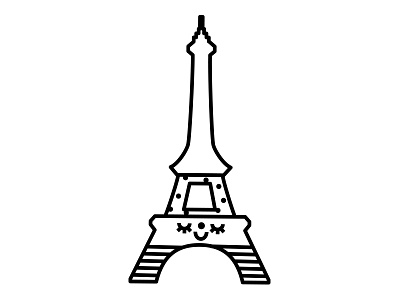 Eiffel Tower contour cute eiffel tower kawaii outline stamp tampon tour eiffel