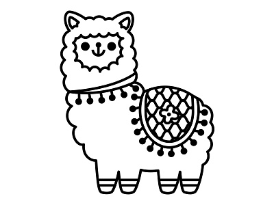 alpaga alpaga characterdesign cute illustration kawaii lama outline stamp tampon