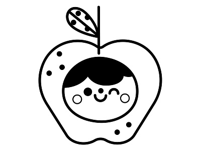apple apple characterdesign food fruit illustration ink pad kawaii outline pomme