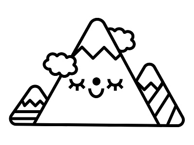 mountain character design contour cute illustration kawaii montagne mountain outline stamp tampon
