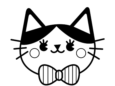 cat cat character design chat contour cute illustration kawaii outline stamp tampon