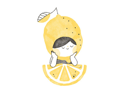 Character design citron cute fruit kawaii lemon watercolor