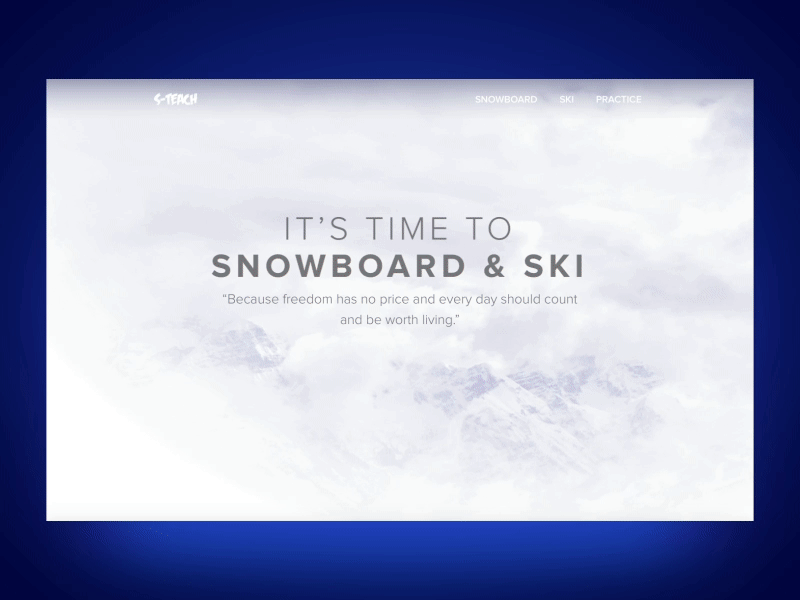 Snowboard and Ski - Landing Page landingpage parallax sketch ski snow snowboard principle ui web