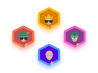 Like Badges badges character color cool diamond glasses illustration like