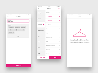 Filter - Shopping android app e comerce ios mobile pink shopping ui ux